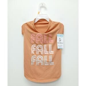 House of Barker "FALL" Graphic Dog T-Shirt Tee Size Large Orange Peach Crew Neck